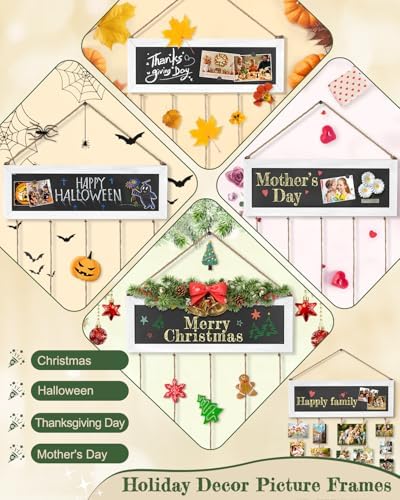 Bikoney Hanging Picture Frame Collage with Blackboard - White - Image 2