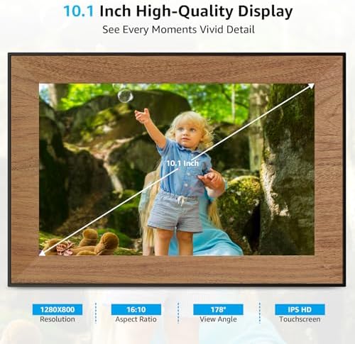 Frameo Digital Picture Frame,WiFi Digital Photo Frame with 10.1 Inch 1280x800 IPS Touchscreen,Auto-roating,Share Picture to Electronic Picture Frame Via Frameo App,Perfect Mother's Gift - Image 2