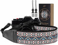 Padwa Lifestyle Boho White Camera Strap - 2" Full Grain Leather Ends Camera Straps for Photographers, Vintage Embroidered Cotton Weave Soft Suede Fabric Padded Strap Quick Release fits All Cameras by PadwaLifestyleCameraStrap