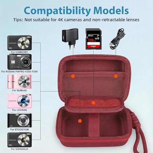 Digital Camera Case for Kodak PIXPRO FZ55/FZ45/CAMKORY, Wine Red - Image 3