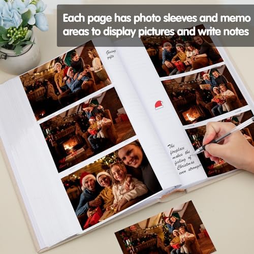 450 Pocket 4x6 Photo Album with Writing Space, Linen Cover, Beige - Image 4