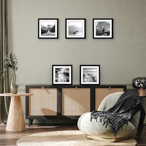 Americanflat 10x10 Picture Frame 5-Pack - Matted to 8x8 - Black - Image 5