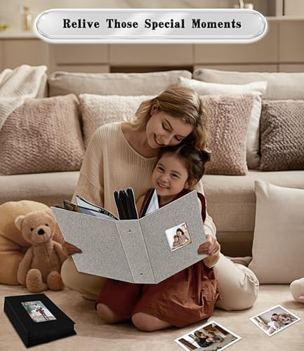 Ejblfe Photo Album 4x6,Linen Cover Slide-in Photo Album Book Can Holds 600 4x6 Photos with 60 Black Sheets for Family,Wedding,Baby and Holiday Pictures (Gray) - Image 6