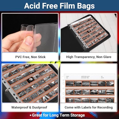 Acid Free Film Negative Storage Kit - 3 Ring 35mm Film Binder & 60 Pack 2520 Frames 35mm Negative Sleeves for Film Storage - Image 3