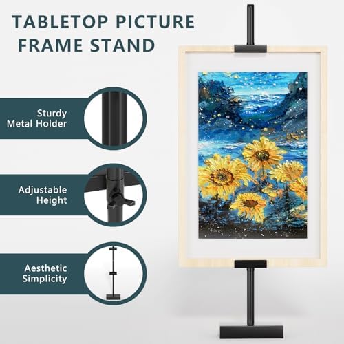 31.5"H Adjustable Tabletop Picture Frame Stand, Tabletop Easel Stand, Black - Image 6