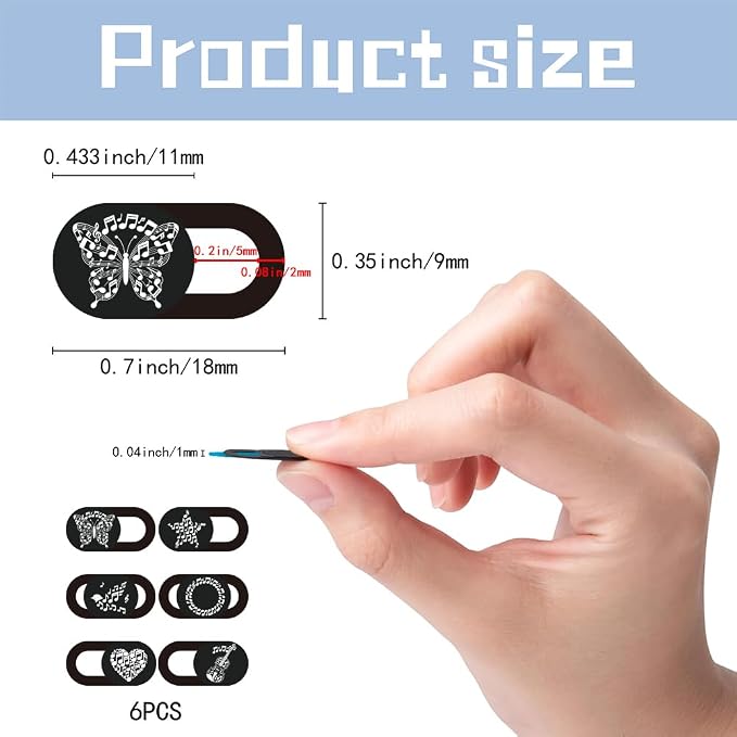 6Pcs 6 Styles Laptop Camera Cover Music Notes Privacy Guard Accessories, 0.04 Inch Ultra Thin Webcam Cover Protector Blocker for Desktop Computer Tablet Notebook Mini PC Home Office Use - Image 2