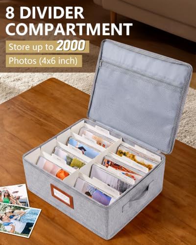 HULISEN Photo Storage Box, Photo Organizer for 2000 4x6 Pictures, Grey - Image 2
