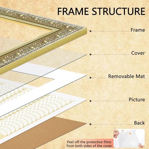 VIOLABBEY 5x7 Picture Frame Gold, Ornate Vintage Photo Frame - Image 3