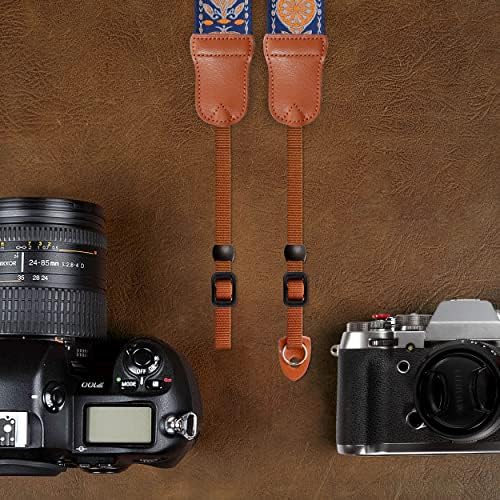 Padwa Lifestyle Camera Strap - 2" Cowhide Leather Head Cotton Camera Straps for Photographers,Adjustable Neck Shoulder & Crossbody Embroidered Cotton Padded Strap for ALL DSLR/SLR Cameras - Image 6