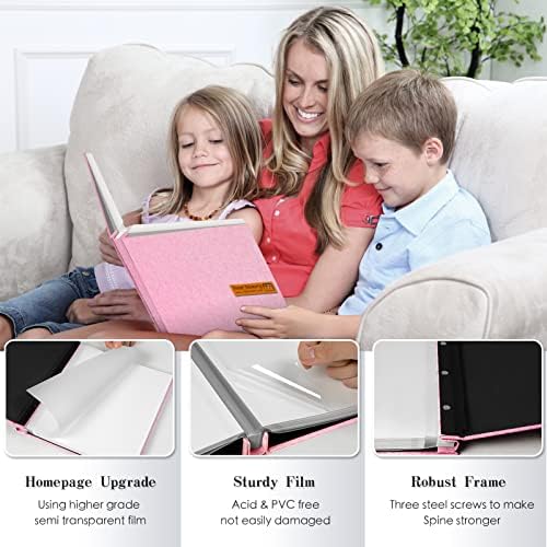 Spbapr Large Photo Album Self Adhesive Magnetic Scrapbook,DIY Scrapbook Album for 4x6 5x7 8x10 Picture,60 Pages Linen Cover Memory Book for Wedding Family Baby Pets, with Metallic Pen and Scraping - Image 3