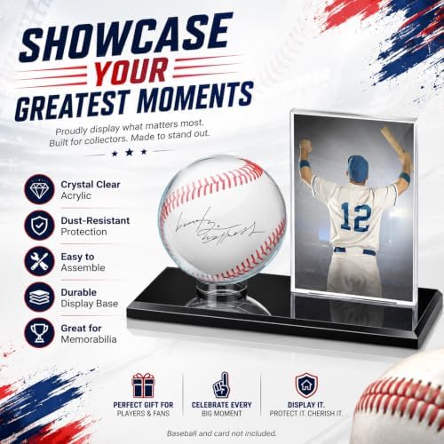 DoubleFill Acrylic Display Case Ball Cards,Black,Small,Baseball - Image 3