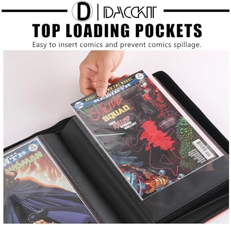 D DACCKIT Comic Binder，Comic Book Album with Sleeves Fits Regular Comics and Comic Bagged and Boarded - Comic Storage Binder Holds 24 Comic Books（Model A， Purple） - Image 4