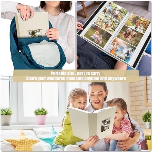 Photo Album 4x6 with 420 Pockets, Slip-in Picture Albums, Linen Cover Memory Book with Front Window, Vertical pages Photo Book for Wedding, Family, Anniversary, Baby, Vacation(Light Beige) - Image 4