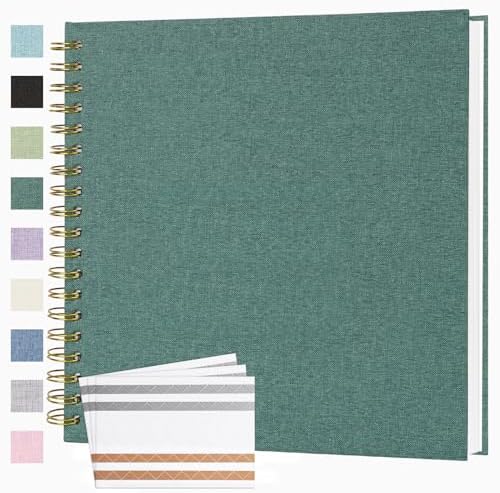 Scrapbook Photo Album 10x10 Inches 40 Pages Linen Cover Green by Bonyomor