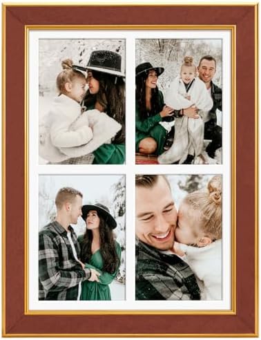 Suede 11x15 Picture Frame Display 4 Opening 5x7 Picture Frames Collage Wall Decor with Mat,Multi Photo Frame for Plexiglass,Wall Decor,1Pack,Brown - Image 3
