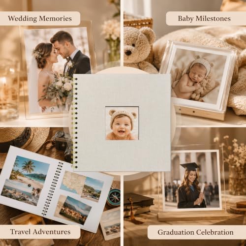 10x10 Inch Scrapbook Photo Album with 40 Pages Acid-Free White Paper, Beige - Image 2
