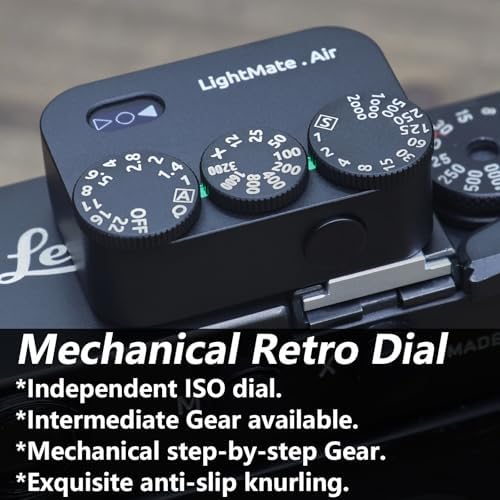 LightMate AirPro Light Meter Photography, 35° Wide-Angle Reflective Digital Exposure Meter, Rechargeable 20H Battery Life, 3 Dials Retro Exposure Indicator, for Leica & Other Film Cameras, Black Metal - Image 4