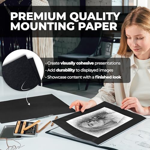 Dunwell 11x17 Art Portfolio Binder, 24-Sleeve, Black Mounting Paper, Black - Image 3