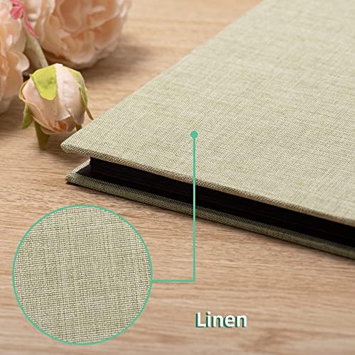 Photo Album Self Adhesive Scrapbook 3x5 4x6 5x7 6x8 Magnetic Album DIY Scrap Book 11x10.6 Inch 40 Black Sticky Pages Linen Cover DIY Photo Album(Grass Green) - Image 4