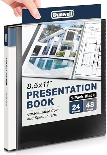 Dunwell Presentation Binder 24-Pocket, 8.5x11 Portfolio Book, Black by Dunwell