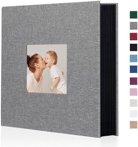 Artmag Fabric Photo Album 4x6 400 Large Capacity for Family Wedding Anniversary Linen Album Holds 400 Vertical Photos (400 Pockets, Grey) by Artmag