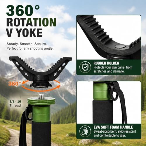 HUNTPAL Hunting Monopod Shooting Tripod Stick Gun Rifle Rest - Image 3