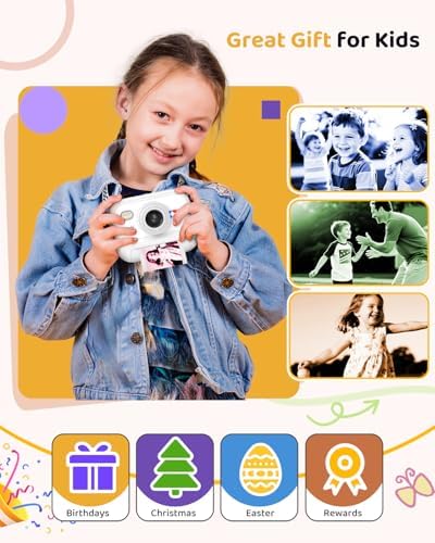 Kids Color Instant Print Camera – Kids Camera with 5 Color Photo Paper, 48MP & 1080P Video, 21 Fun Frames, 32G Card, Christmas/Birthday Gifts for Girls and Boys Ages 3 4 5 6 7 8 9 10 11 12 -White - Image 7