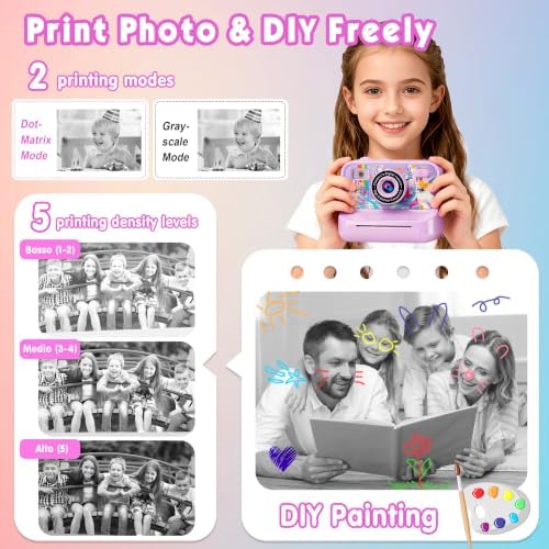 Kids Camera, Upgrade Kids Camera Instant Print, Front Rear Dual Selfie Digital CAM with 1080P Videos, Portable Travel Toy with Games and Music, Christmas Birthday Gift for Boys, Girls and Teens - Image 5