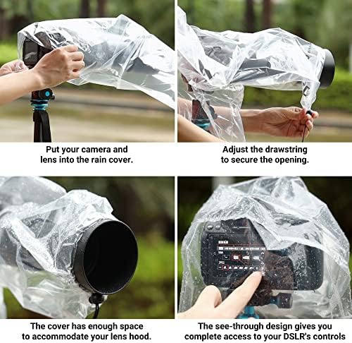 JJC Camera Rain Cover Sleeve for DSLR w/Lens up to 18", Waterproof, 4-Pack - Image 5
