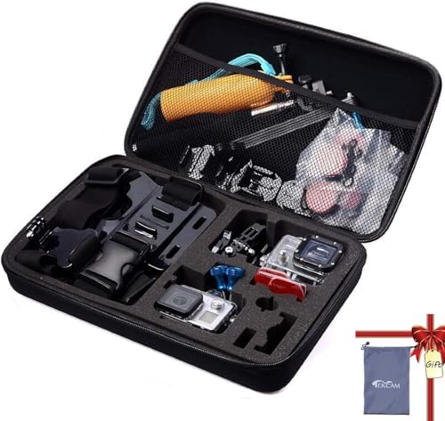 Large Camera Carrying Case Compatible with Gopro Hero 13 12 11 10 9 8 7/AKASO EK7000 Brave 4 Brave 7 V50X/DJI Action 5 Pro/ODDV/Xilecam/Jadfezy/SJCAM/APEXCAM/Vemont Action Cam, Travel Camera Case by TEKCAM