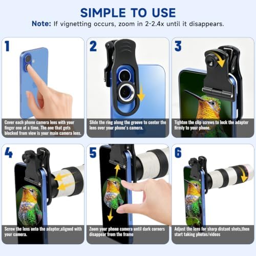 12X HD Telephoto Lens for iPhone/Samsung/Android, High Power Telephoto Camera Lens with Universal Clip Compatibility Most Smartphone Ideal for Concert, Outdoor Photography - Image 6