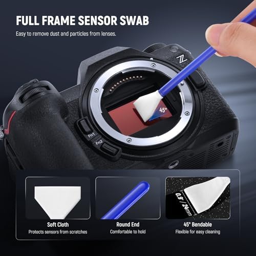 NEEWER 5 in 1 Camera Lens Cleaning Kit, 1x Lens Brush Pen + 1x Air Blower + 1x 24mm Full Frame Sensor Swab + 2X Cleaning Cloth, for Electronics, Smartphones, Tablets, HM-43 - Image 5