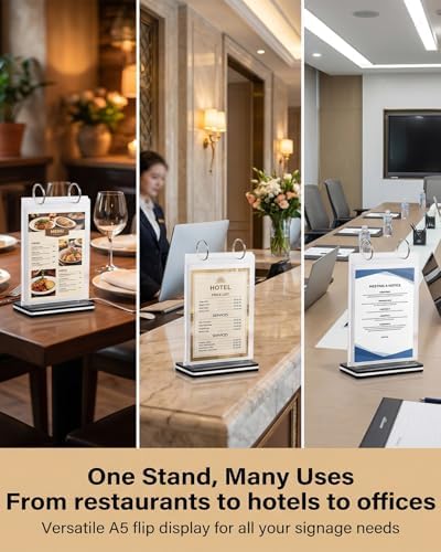 6-Page Flip Menu Holder, Acrylic Tabletop Sign Stand - Image 4