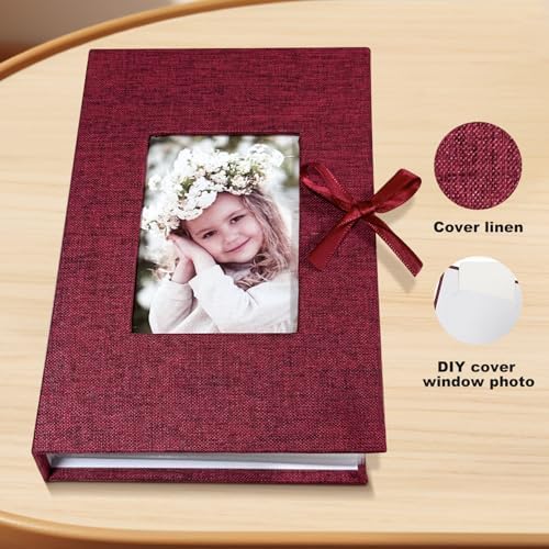 Photo Album 4x6 100 Pockets, Slip-in Picture Albums, Linen Cover Top Loader Vertical Pockets Albums for Baby, Kids Boy Girls, Wedding, Family, Anniversary, Red - Image 4