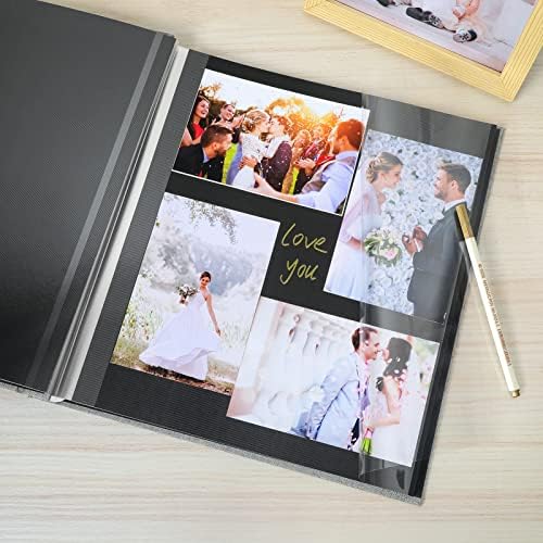Spbapr Large Photo Album Self Adhesive Linen Cover Magnetic Scrapbook Album DIY Scrap Book 60 Black Sticky Pages for 4x6 5x7 8x10 10x12 Pictures with A Metal Pen 13.2"x12.8"60pages - Image 4