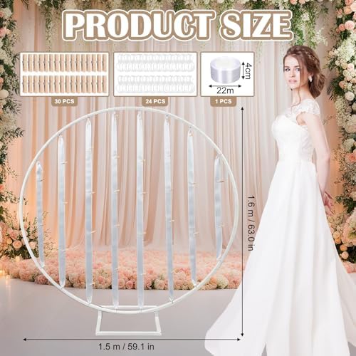Colingmill 63 in White Round Picture Display Stand with Clips Photo Board - Image 2