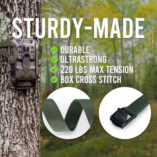 Trail Camera Straps, Game Cam Mounting Strap with Long-Lasting Alloy Buckle, Nylon Fiber Strap for Wildlife Trial Camera Accessory, Deer Camera Tree Belts, 25mm Width* 6 ft. Long (8 Packs) - Image 3