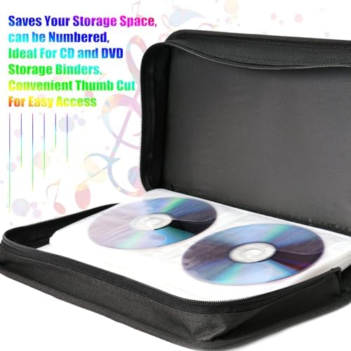 Chuangdi 50 Pcs 4 Disc Clear DVD Poly Sleeves DVD Storage Sleeves 3 Rings Cd Binder Pages 200 Disc Capacity for Binders Only - Image 2