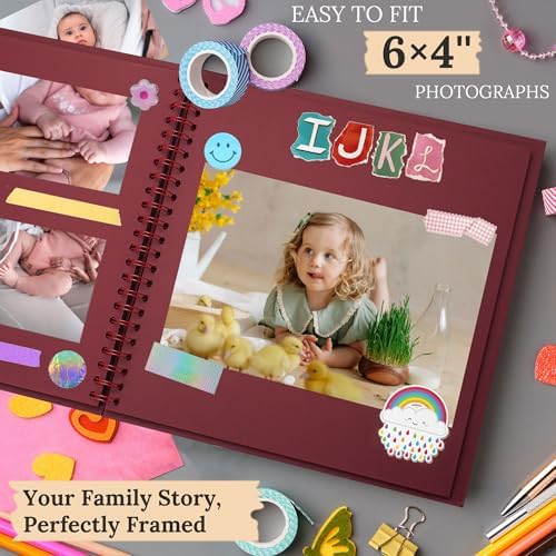 Scrapbook Photo Album 7"x7" 20 Sheets 40 Pages Hardcover Kraft Paper Khaki - Image 5