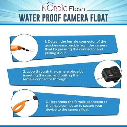 Nordic Flash Floating Wrist Strap (2-pack) for Phone & Action Camera - Compatible with GoPro Hero 13, Insta360 X4, DJI Action 5 Pro, OM System TG-7, Kodak PixPro WPZ2 & iPhone - Green & Orange - Image 5