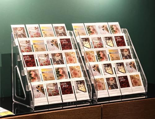 5 Tier Card Stand, 2 Pack Clear Card Display for Greeting Cards, Postcards, Stickers,Sports Cards,Trading Card,Tiered display rack,Retail Photos Shelf for Vendors Craft Collection Show (2Pack-5Tier) - Image 2