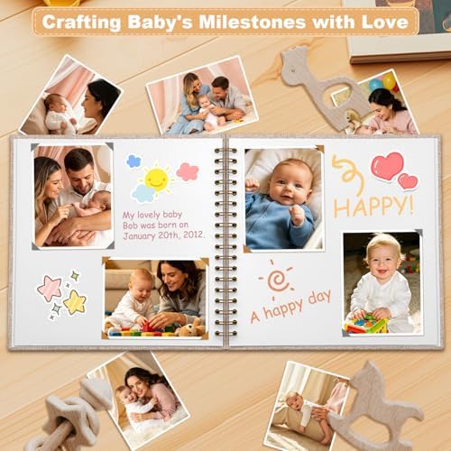 Scrapbook Photo Album with Linen Cover, 10 x 10 Inch Hardcover with Kraft White Pages Memory Book, for Travel Wedding Guest Book Christmas Baby Shower (40 Sheets/ 80 Pages, Beige) - Image 4