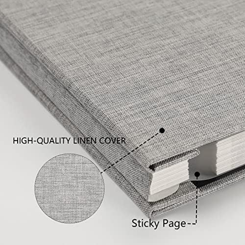 Photo Album Self Adhesive Pages Scrapbook 60 Pages, 11x10.6 Grey - Image 3