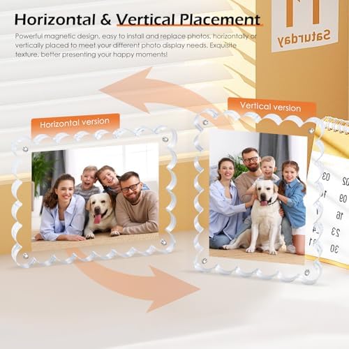 Chivalral 6x8 Scalloped Acrylic Photo Frame 3 Pack,12+12mm Desktop Holders - Image 6