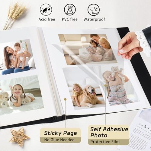 RECUTMS Self Adhesive Photo Album, Large PU Leather Cover, DIY Scrapbook - Image 2