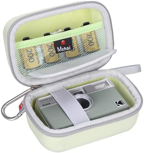 Mchoi Hard Travel Case Suitable for KODAK EKTAR H35 H35N Half Frame Film Camera, Digital Camera Organizer Holders for Kodak Ultra F9 M35 M38 Paper Shoot Camera, 35mm Film Rolls, Case Only, Green by MchoiHardTravelStorageCase