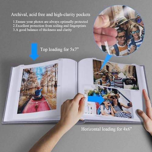1DOT2 Photo Album with Writing Space, 100 Pages, Linen Cover, Grey - Image 2