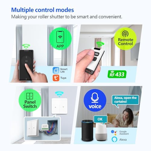 DieseRC WiFi Smart Roller Shutter Controller Module with 433Mhz RF Remote Control, Tuya APP WiFi Control Compatible with Alexa/Google Home APP Control and Manual Switch - Image 2
