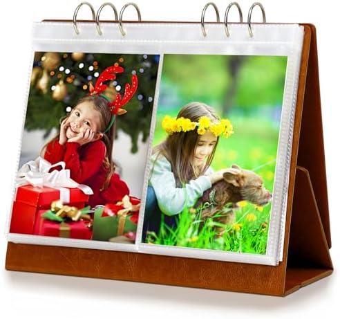 ZEEYUAN Double-Side Displaying 4x6 Flip Photo Album on Stand Vertical Family Photo Album by ZEEYUAN