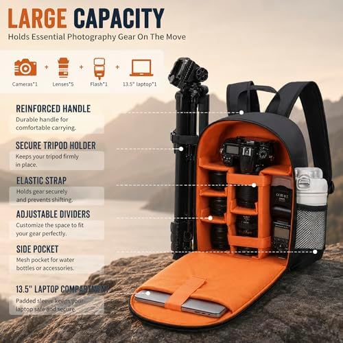 Camera Backpack for Photographers, Professional DSLR Camera Bag - Image 2